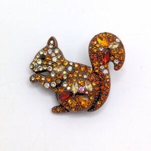 Charming Squirrel Gemstone Brooch